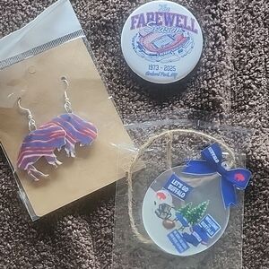 NEW Buffalo Bills Ornament, Bottle Opener & Earrings